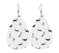 Boucles d'oreilles pendantes en cuir avec pendentif en forme de larmes - Le chiot est mignon et vivant - 3 - Cadeau de Noël ou d'Halloween - Cadeau de fête - Pour femme ou amie - Mariage