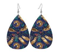 Boucles d'oreilles pendantes en cuir avec pendentif en forme de larmes - Lion de mer - Amour maternel - Noël - Halloween - Cadeau de fête - Pour femme - Amis - Mariage