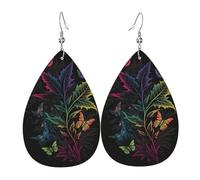 Boucles d'oreilles pendantes en cuir avec pendentif en forme de larmes papillons, couleur nuit, Noël, Halloween, cadeau de fête, pendentif, femme, amie, mariage