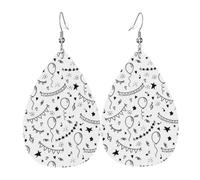 Boucles d'oreilles pendantes en cuir avec pendentif en forme de larmes - Pour fête, carnaval, Noël, Halloween, femme - Cadeau de fête - Pour femme ou amie - Mariage