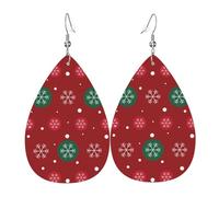 Boucles d'oreilles pendantes en cuir avec pendentif en forme de larmes rouges et vertes pour Noël, Halloween, femme, fête, mariage, amies