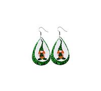 Boucles d'oreilles pendantes en cuir avec trèfle irlandais pour la Saint-Patrick, chapeau vert, boucles d'oreilles pour femme adaptées aux vacances irlandaises, Cuir, Pas de gemme
