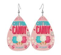 Boucles d'oreilles pendantes en cuir barbe à papa pour femme, boucles d'oreilles percées en forme de larme, bijoux légers cadeaux pour femmes et filles