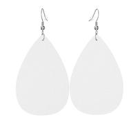 Boucles d'oreilles pendantes en cuir blanc avec imprimé en forme de larme - Élégantes et légères - Pour femmes et filles - Taille unique - Cuir - Sans pierre précieuse