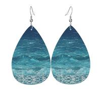 Boucles d'oreilles pendantes en cuir bleu foncé en forme de larme pour femmes et filles, taille unique, cuir, sans pierre précieuse