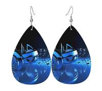Boucles d'oreilles pendantes en cuir bleu pour femme en forme de goutte d'eau double face légères accessoires d'oreille bijoux tendance cadeau d'anniversaire