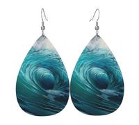 Boucles d'oreilles pendantes en cuir bohème en forme de larme - Magnifiques vagues de l'océan - Cadeau pour les occasions telles que les anniversaires