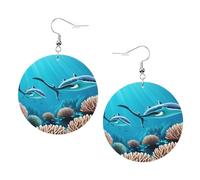 Boucles d'oreilles pendantes en cuir - Boucles d'oreilles créoles imprimées baleines profondes pour femmes et filles, accessoire parfait pour les fêtes costumées, taille unique, Cuir