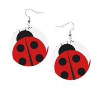 Boucles d'oreilles pendantes en cuir - Boucles d'oreilles créoles imprimées coccinelle de dessin animé pour femmes et filles, accessoire parfait pour les fêtes costumées, taille unique, Cuir