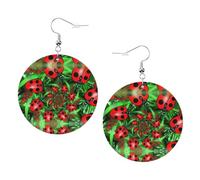 Boucles d'oreilles pendantes en cuir - Boucles d'oreilles créoles imprimées coccinelle rouge pour femmes et filles, accessoire parfait pour les fêtes costumées, taille unique, Cuir