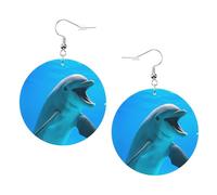 Boucles d'oreilles pendantes en cuir - Boucles d'oreilles créoles imprimées de dauphins mignons pour femmes et filles, accessoire parfait pour les fêtes costumées, taille unique, Cuir