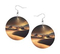 Boucles d'oreilles pendantes en cuir - Boucles d'oreilles créoles imprimées du désert du Sahara pour femmes et filles, accessoire parfait pour les fêtes costumées, taille unique, Cuir