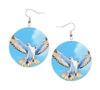 Boucles d'oreilles pendantes en cuir - Boucles d'oreilles créoles imprimées mouettes en vol pour femmes et filles, accessoire parfait pour les fêtes costumées, taille unique, Cuir