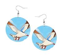 Boucles d'oreilles pendantes en cuir - Boucles d'oreilles créoles imprimées mouettes volantes pour femmes et filles, accessoire parfait pour les fêtes costumées, taille unique, Cuir