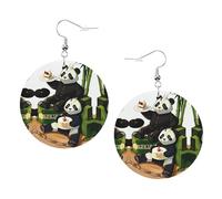 Boucles d'oreilles pendantes en cuir - Boucles d'oreilles créoles imprimées pandas de père et fils pour femmes et filles, accessoire parfait pour les fêtes costumées, taille unique, Cuir