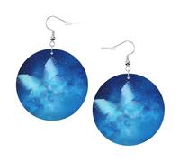 Boucles d'oreilles pendantes en cuir - Boucles d'oreilles créoles imprimées papillon étoilé bleu pour femmes et filles, accessoire parfait pour les fêtes costumées, taille unique, Cuir