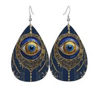 Boucles d'oreilles pendantes en cuir contre le mauvais œil pour femme, boucles d'oreilles percées en forme de larme, bijoux légers cadeaux pour femmes et filles