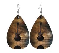 Boucles d'oreilles pendantes en cuir de guitare musicale pour femme, boucles d'oreilles percées en forme de larme, bijoux légers cadeaux pour femmes et filles