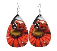 Boucles d'oreilles pendantes en cuir double face en forme de coccinelle et marguerite pour femme, bijoux tendance, cadeau d'anniversaire