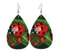 Boucles d'oreilles pendantes en cuir double face en forme de coccinelle rouge pour femme, bijoux tendance, cadeau d'anniversaire