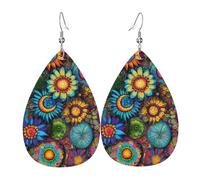 Boucles d'oreilles pendantes en cuir en forme de goutte pour femme - Motif hippie - Léger - Cadeau tendance, One Size, Cuir, Pas de gemme