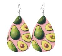 Boucles d'oreilles pendantes en cuir en forme de larme pour femme avec de nombreuses images d'avocat - Cadeau tendance, One Size, Cuir, Pas de gemme