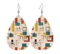 Boucles d'oreilles pendantes en cuir en forme de larme pour femme, boucles d'oreilles pendantes modernes et légères du milieu du siècle, bijoux tendance cadeaux pour femmes