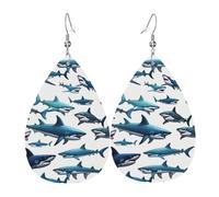 Boucles d'oreilles pendantes en cuir en forme de larme pour femme, motif requin océan, léger, cadeau tendance, One Size, Cuir, Pas de gemme