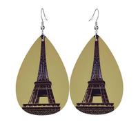 Boucles d'oreilles pendantes en cuir en forme de larme pour femme Motif Tour Eiffel Paris Léger Cadeau tendance, One Size, Cuir, Pas de gemme