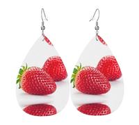 Boucles d'oreilles pendantes en cuir fraise pour femme, boucles d'oreilles percées en forme de larme, bijoux légers, cadeaux pour femmes et filles