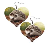 Boucles d'oreilles pendantes en cuir hérisson pour femme - En forme de cœur - Légères - Cadeau idéal