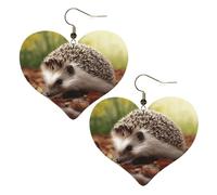 Boucles d'oreilles pendantes en cuir hérisson pour femme - En forme de cœur - Légères - Cadeau idéal, taille unique, Cuir, Pas de gemme