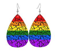 Boucles d'oreilles pendantes en cuir imprimé avec citations de jeu pour femme - Boucles d'oreilles légères en forme de goutte d'eau, taille unique, Cuir