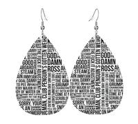 Boucles d'oreilles pendantes en cuir imprimé avec citations de jeu pour femme - Boucles d'oreilles légères en forme de goutte d'eau, taille unique, Cuir