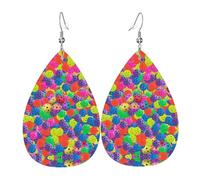 Boucles d'oreilles pendantes en cuir imprimé avec citations de jeu pour femme - Boucles d'oreilles légères en forme de goutte d'eau, taille unique, Cuir