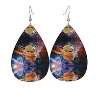 Boucles d'oreilles pendantes en cuir imprimé avec citations de jeu pour femme - Boucles d'oreilles légères en forme de goutte d'eau, taille unique, Cuir