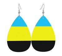 Boucles d'oreilles pendantes en cuir imprimé drapeau du sultanat de Burongan, bijoux réversibles avec crochets plaqués argent