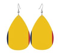 Boucles d'oreilles pendantes en cuir imprimé drapeau du Tchad, bijoux réversibles avec crochets plaqués argent