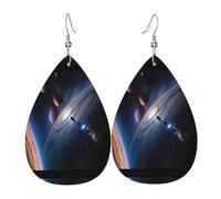 Boucles d'oreilles pendantes en cuir imprimé en forme de larme, inspirées d'un univers fascinant. Polyvalentes et élégantes, parfaites au quotidien.
