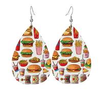 Boucles d'oreilles pendantes en cuir imprimé Fast Food pour femme - Élégantes - Légères et tendance