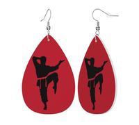 Boucles d'oreilles pendantes en cuir imprimé karaté en forme de larme pour femme