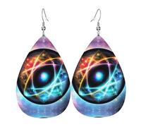 Boucles d'oreilles pendantes en cuir imprimées en forme de larme, style univers merveilleux, polyvalentes et élégantes pour tous les jours