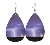 Boucles d'oreilles pendantes en cuir imprimées orage pour femme, en forme de larme : polyvalentes et élégantes pour tous les jours.