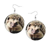 Boucles d'oreilles pendantes en cuir - Jolies boucles d'oreilles créoles imprimées hérisson pour femmes et filles, accessoire parfait pour les fêtes costumées, taille unique, Cuir