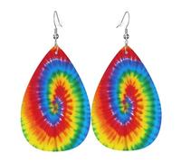 Boucles d'oreilles pendantes en cuir léger en forme de goutte pour femme - Imprimé hippie - Cadeau tendance, One Size, Cuir, Pas de gemme