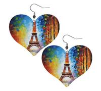 Boucles d'oreilles pendantes en cuir léger hypoallergénique pour femme Motif tour Eiffel Paris
