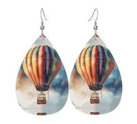 Boucles d'oreilles pendantes en cuir montgolfière pour femme, boucles d'oreilles percées en forme de larme, bijoux légers cadeaux pour femmes et filles