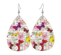 Boucles d'oreilles pendantes en cuir papillon pour femme, boucles d'oreilles en forme de larme, bijoux légers cadeaux pour femmes et filles