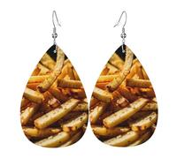 Boucles d'oreilles pendantes en cuir pour femme avec impression Fast Food - Pour fête d'anniversaire, Saint-Valentin