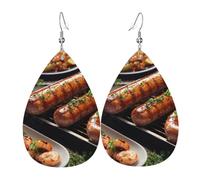 Boucles d'oreilles pendantes en cuir pour femme avec impression Fast Food - Pour fête d'anniversaire, Saint-Valentin